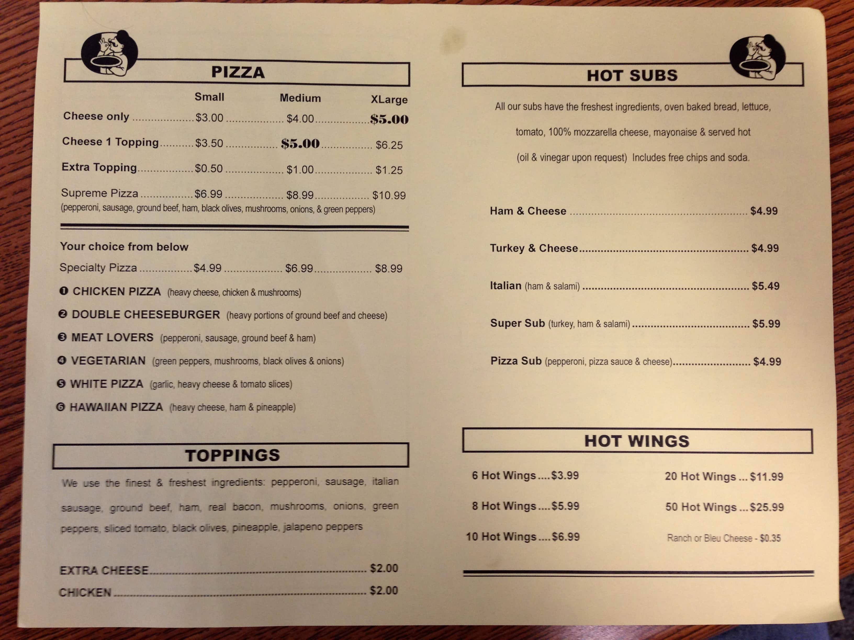 5 Dollar Pizza Menu 5 Dollar Pizza Menu