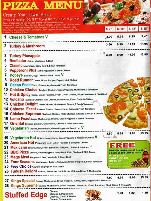 King's Pizza Menu, Menu for King's Pizza, West Norwood, London - Zomato UK