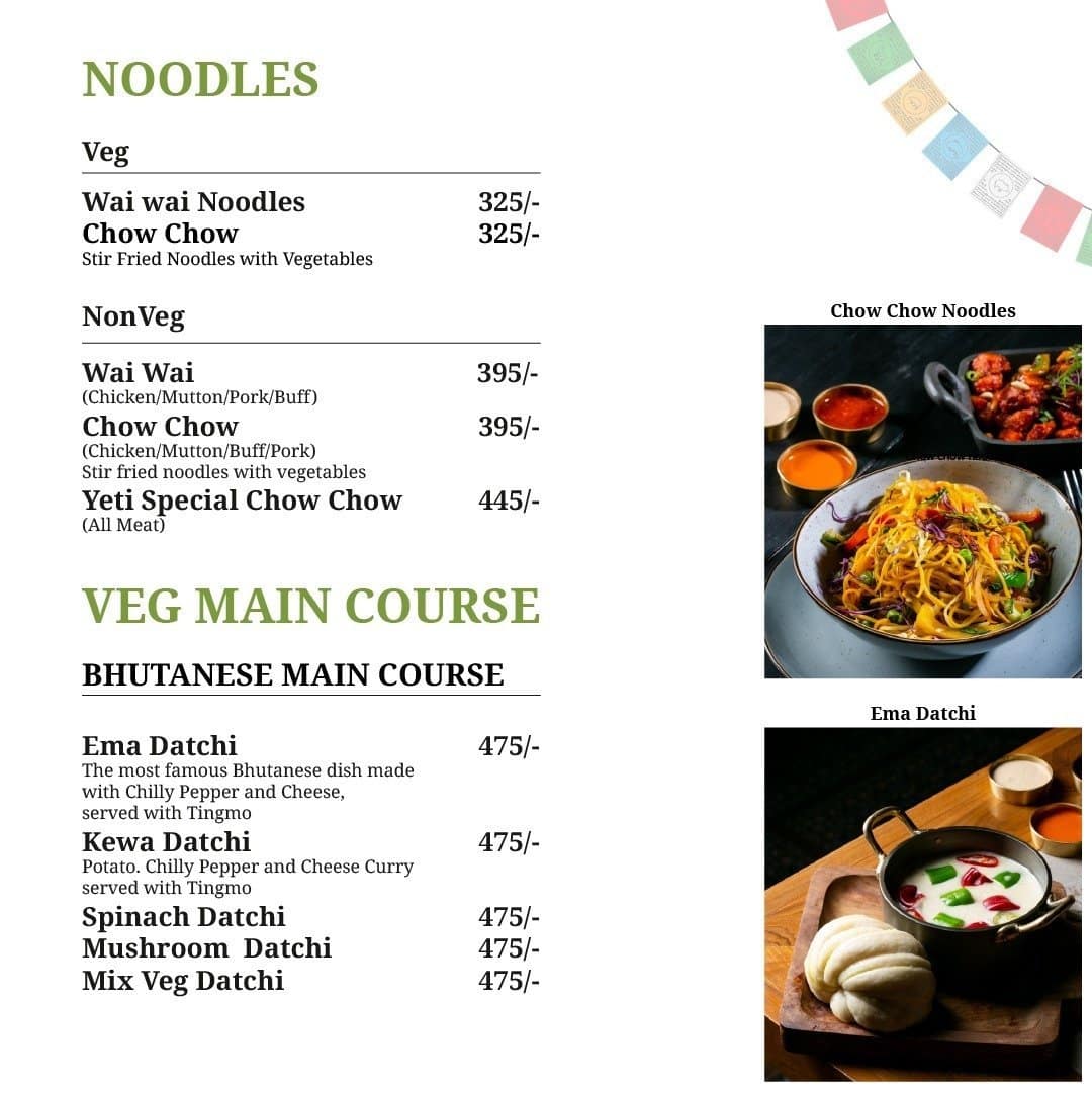 Yeti - The Himalayan Kitchen Menu, Menu for Yeti - The Himalayan Kitchen,  Cross Point Mall, Gurgaon, Delhi NCR