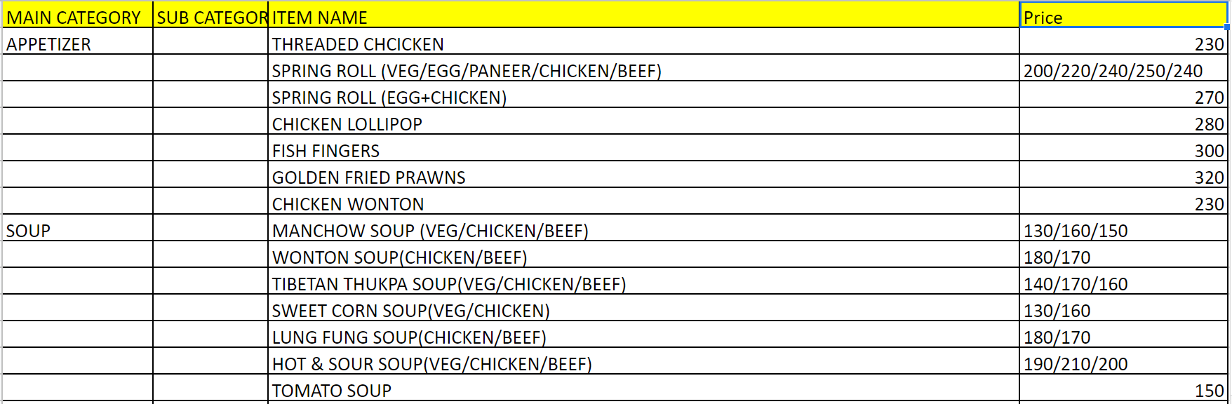 Menu