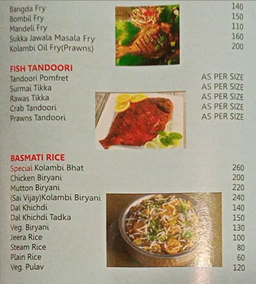 Sai Vijay Durg Restaurant menu