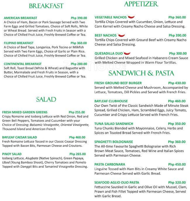 BayLeaf Restaurant Menu, Menu for BayLeaf Restaurant, Poblacion, Makati