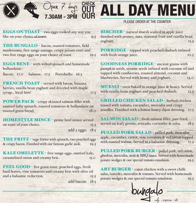 Bungalo Menu, Menu for Bungalo, Birkenhead, Auckland Menumania/Zomato