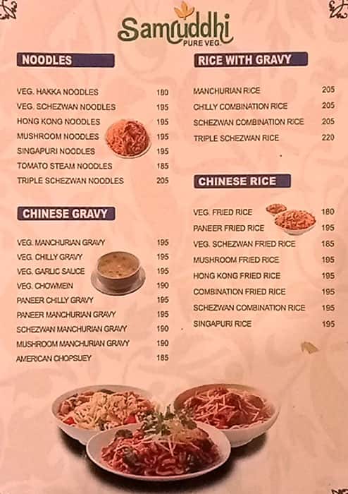 Hotel Samruddhi Pure Veg menu