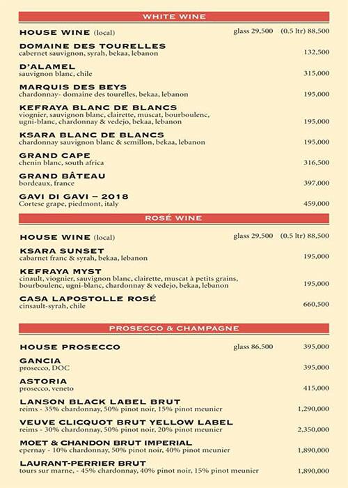 Pacifico menu