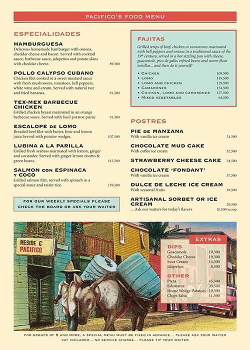 Pacifico menu
