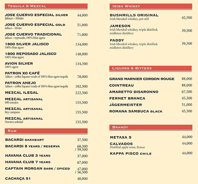 Pacifico menu