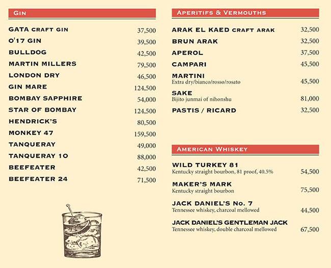 Pacifico menu