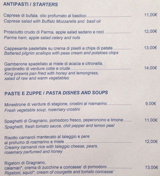 Menu di Concordia Restaurant 