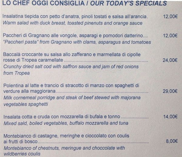 Menu di Concordia Restaurant 