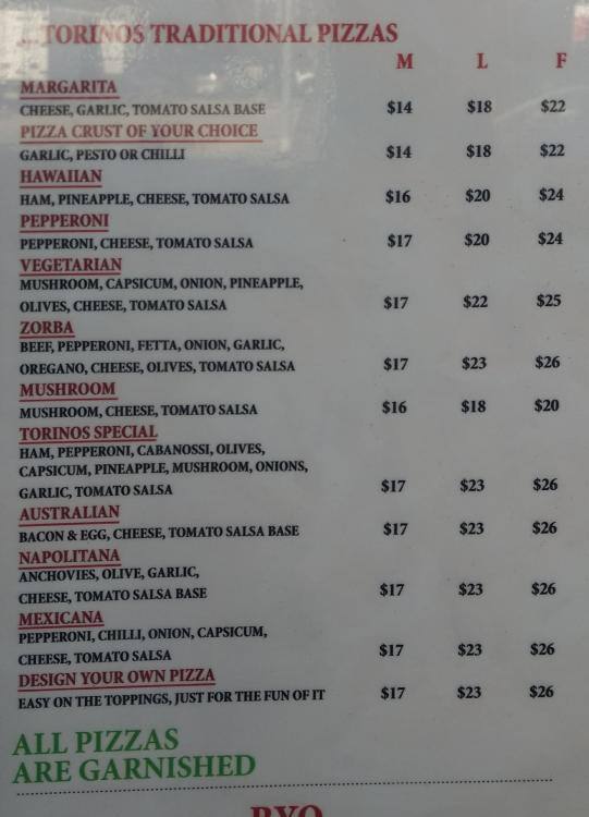 Torinos Pizza Restaurant, Enmore, Sydney - Urbanspoon/Zomato