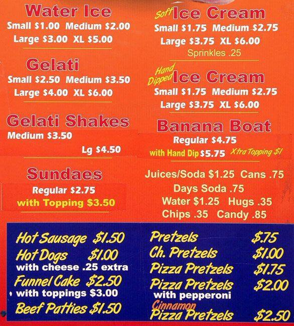 Haji Water Ice Menu, Menu for Haji Water Ice, Southwest Philadelphia