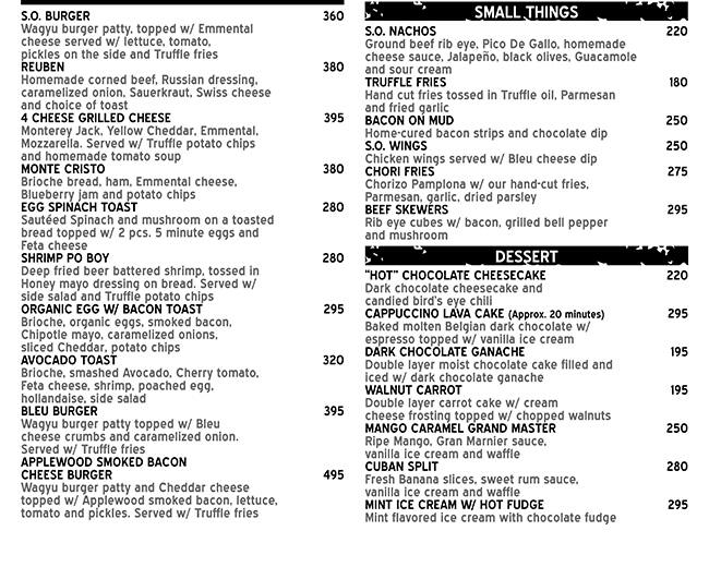 Menu at Single Origin cafe, Makati