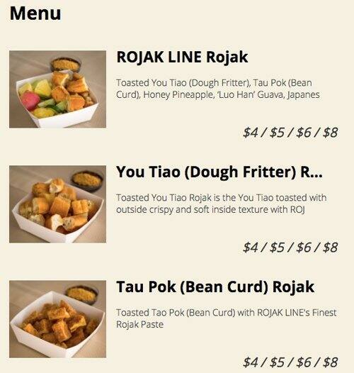 Rojak Line メニュー