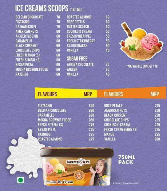 Santushti Shakes & More menu