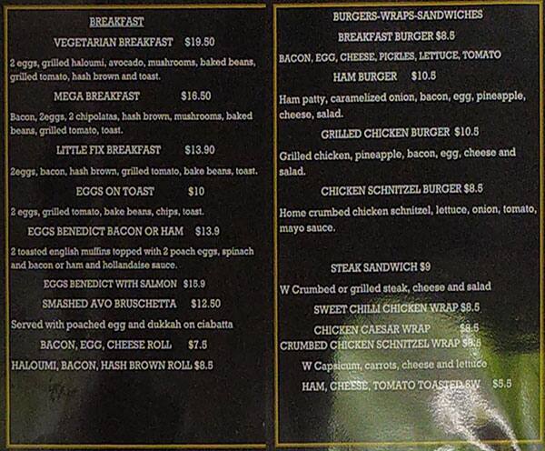 Carta de Little Fix Cafe