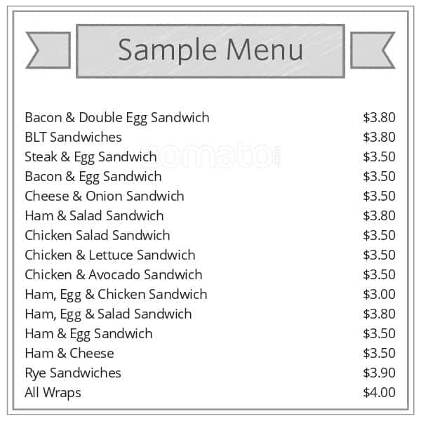 Jack's Bakery Menu, Menu for Jack's Bakery, Waterloo, Wellington