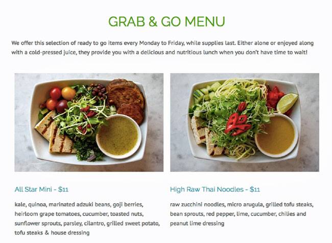 Fresh menu