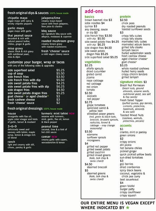 Fresh menu