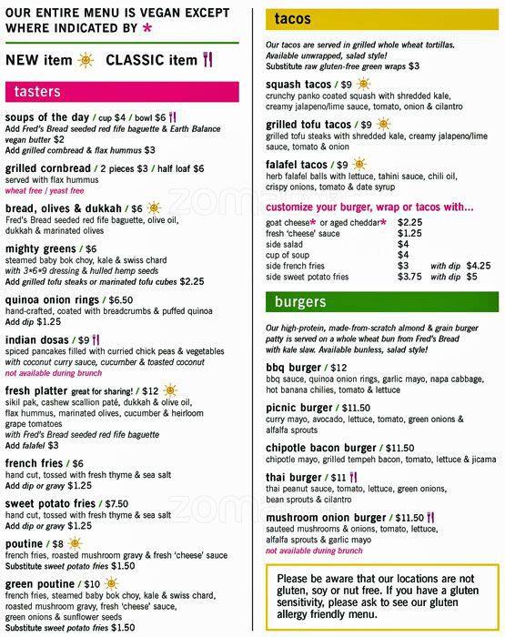 Fresh Menu, Menu for Fresh, Yonge & Eglinton, Toronto Urbanspoon/Zomato