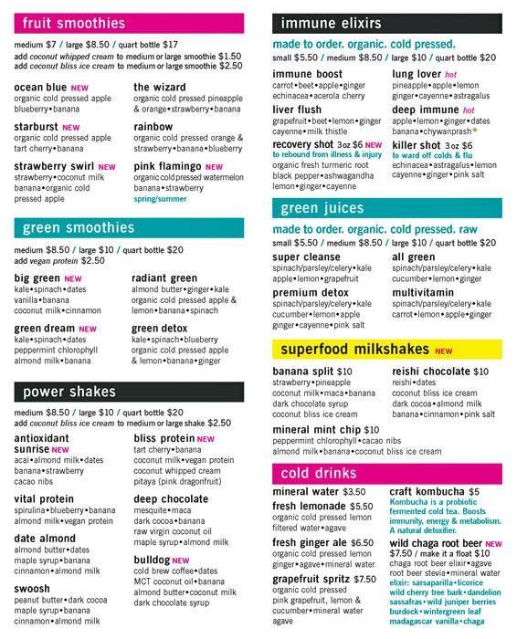 Fresh menu