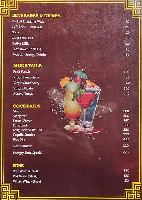 Hungry Hatz Restaurant menu
