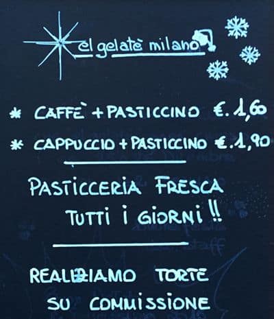 Menu di El gelate Milan 