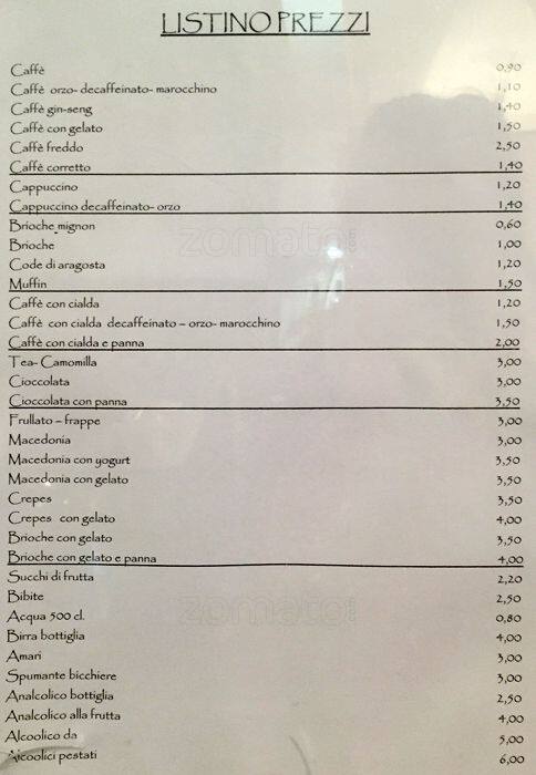 Menu di El gelate Milan 