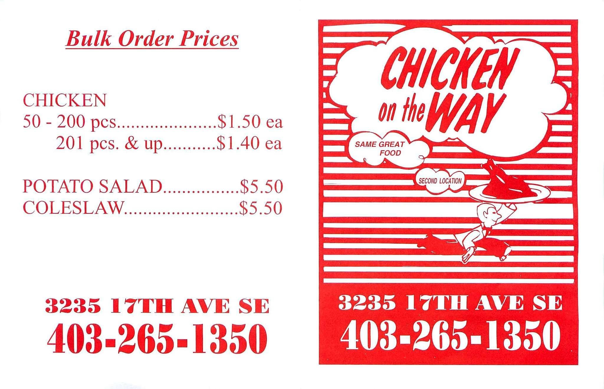 Chicken On The Way Menü Chicken On The Way 17th Ave Se Calgary