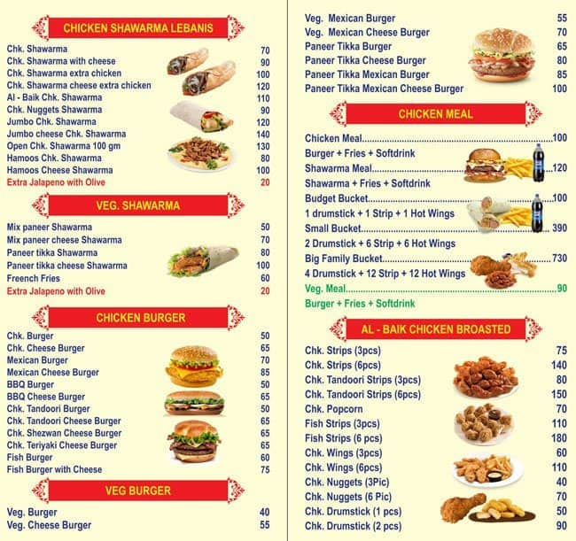 Al Baik Menu Menu For Al Baik Charni Road Mumbai Zomato