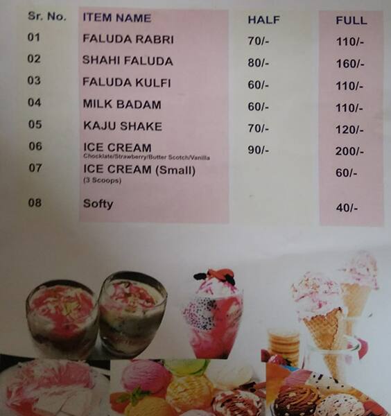 Menu at Shri Balaji Ice Cream, Chandigarh