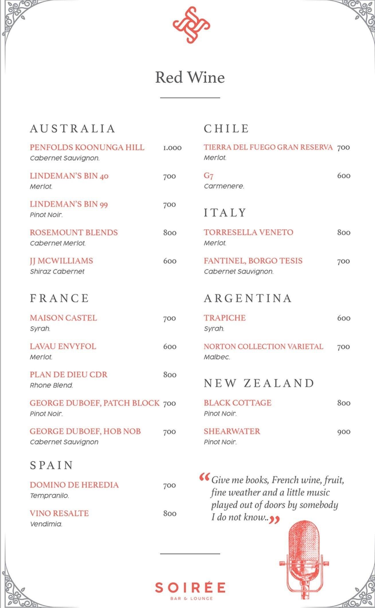 Soiree Bar And Lounge Menu Menu For Soiree Bar And Lounge Senopati Jakarta Soiree Bar And Lounge Menu Menu For Soiree Bar And Lounge Senopati Jakarta