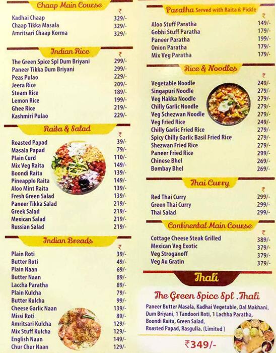Menu at The Green Spice Multicuisine Restaurant & Cafe, Surat