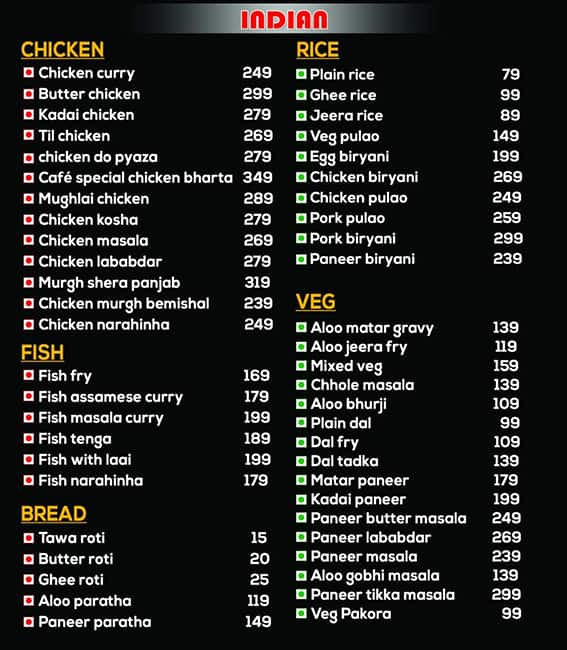 Menu At Feed Me Cafe ( Formerly Ethnic Cafe), Guwahati