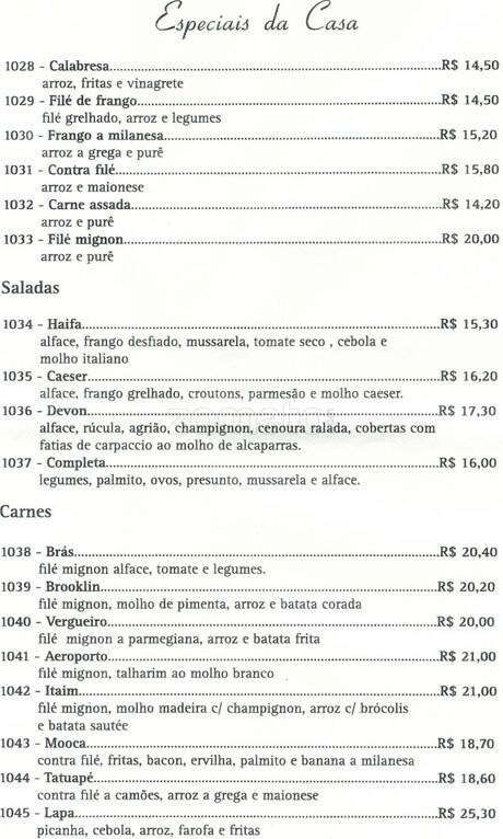 Padaria SK cardápio