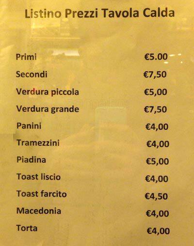 Menu di Bar Sforza 