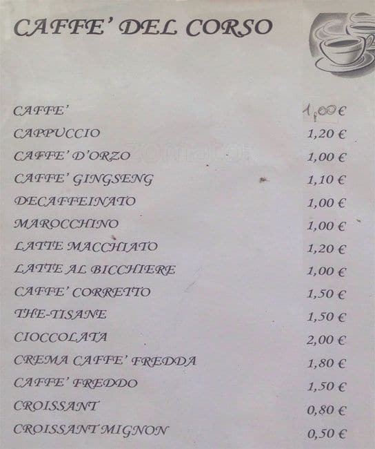 Menu di Caffè Del Corso 