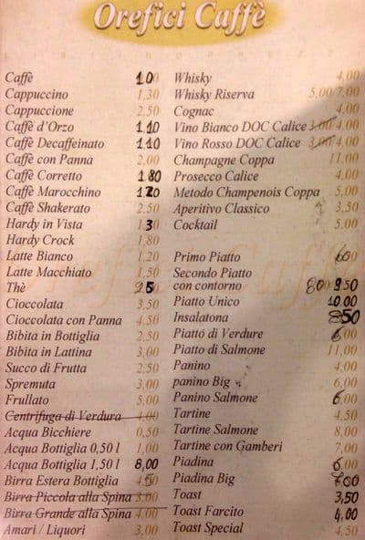 Menu di Orefici Caffè 
