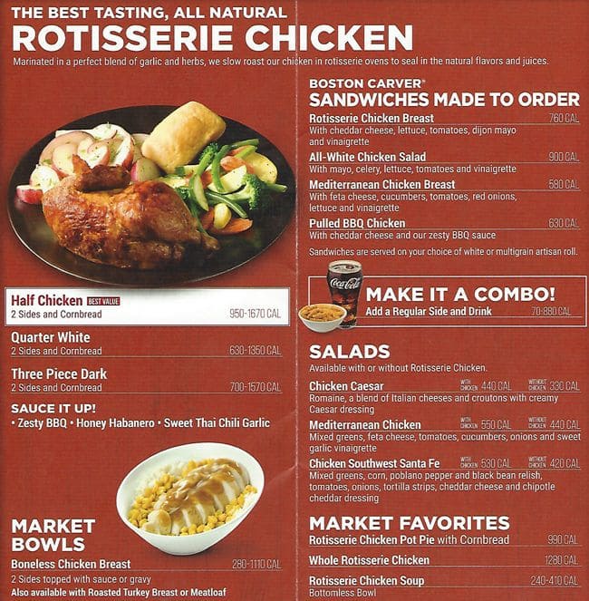 Menu at Boston Market restaurant, San Jose, 880 Blossom Hill Rd