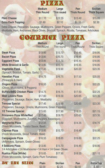 Menu At Trevose Pizza Pizzeria Feasterville Trevose