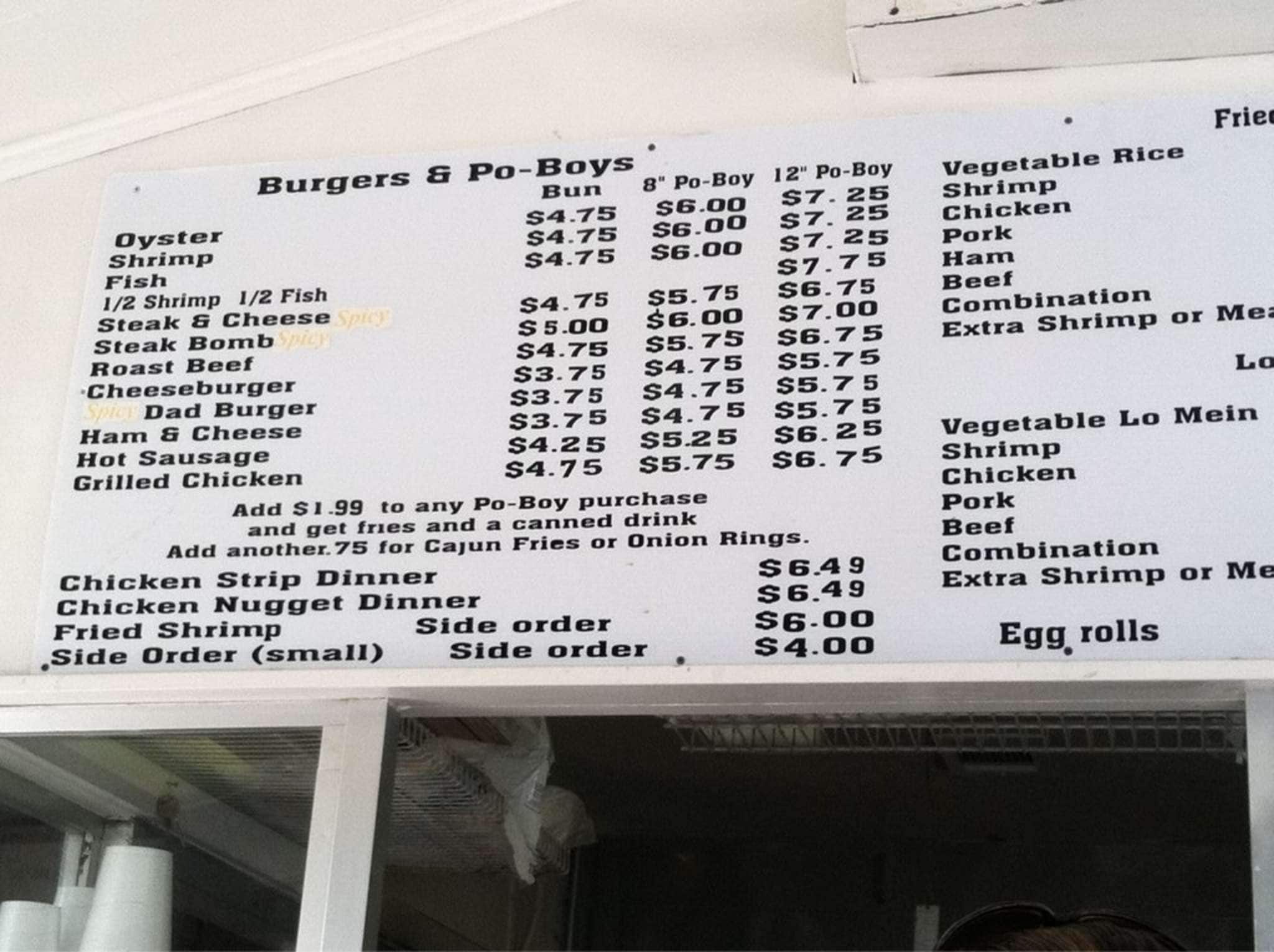 Menu at Ben's Deli fast food, Gulfport