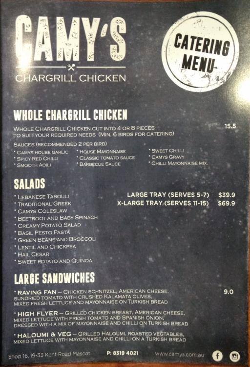 Camy's Charcoal Chicken Menu Urbanspoon/Zomato