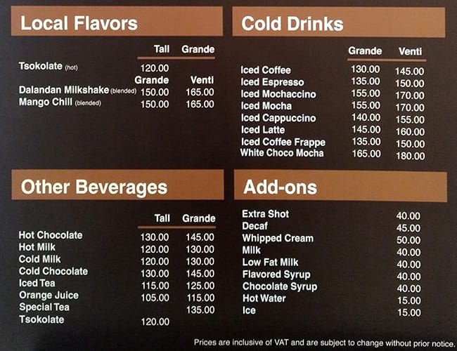 Menu at Coffee Dream cafe, Cebu City, 2/F