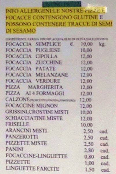 Menu di Panificio Pugliese 