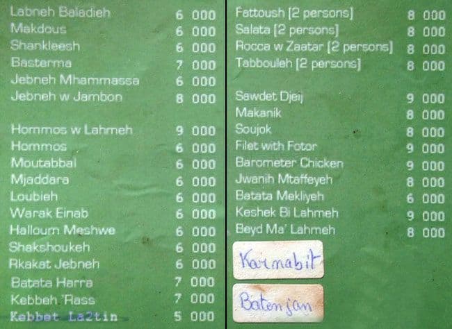 Barometre menu