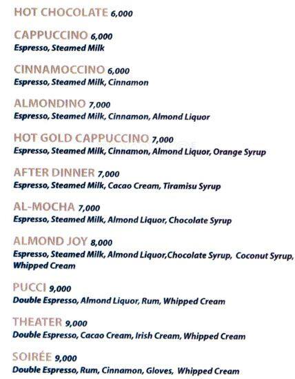 Cafe Mine menu