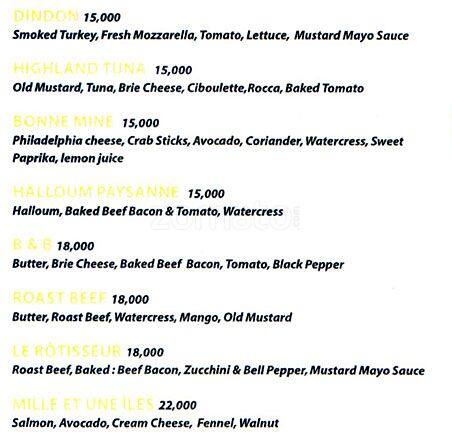 Cafe Mine menu