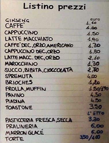 Menu di Pasticceria Scaringi 