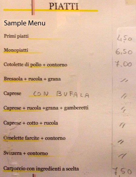 Menu di Caffe Ristretto 