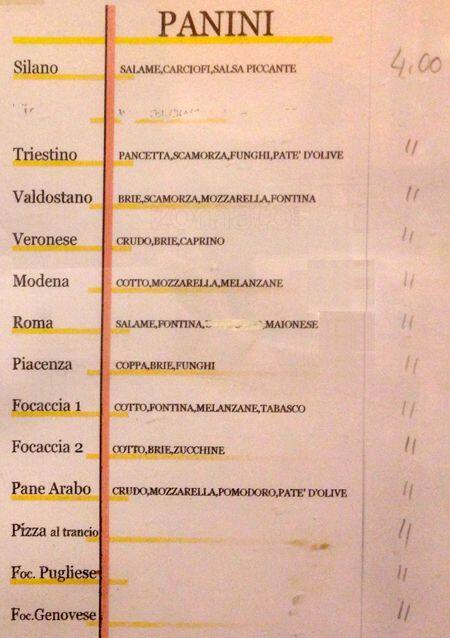 Menu di Caffe Ristretto 